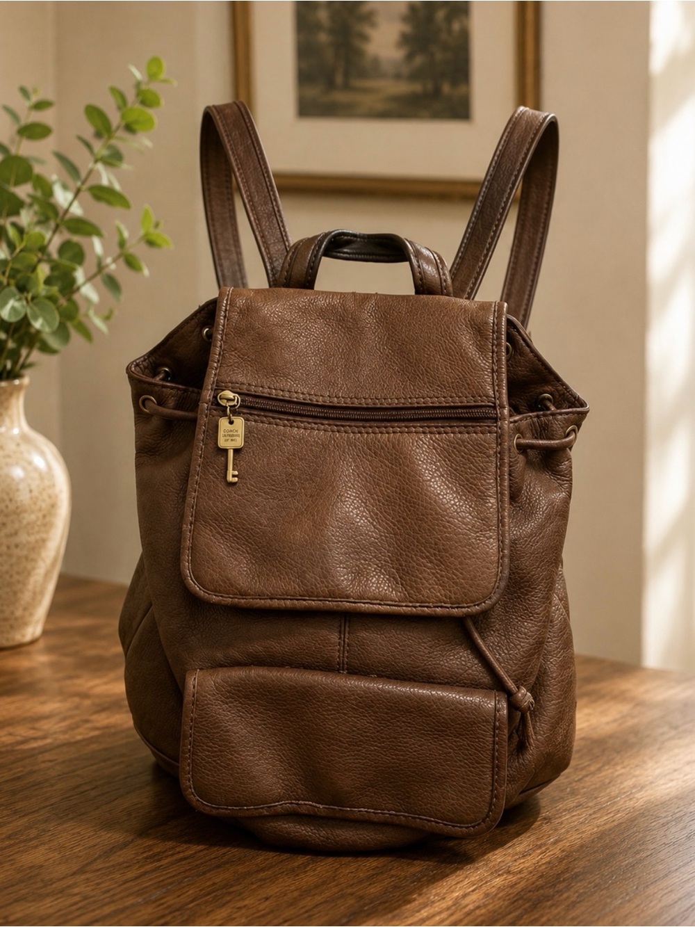 Fossil dark brown Leather vintage Backpack